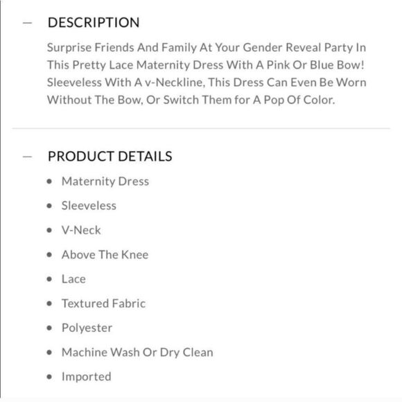 Motherhood Maternity Gender Reveal Lace Overlay Sleeveless Dress Women's Small - Picture 16 of 16